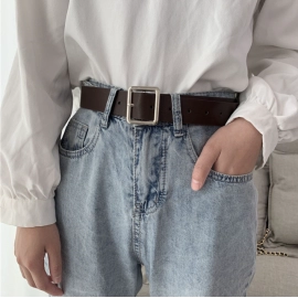 Belt For Women Square Buckle Pin Buckle Jeans Blac..