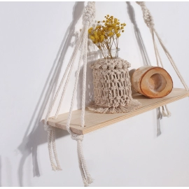 Hanging Shelf Boho Home Decor Shelves On Wall Wood Decoration for Bedroom Living Room Nursery 