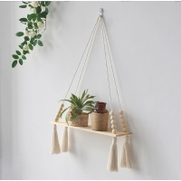 Hanging Shelf Boho Home Decor Shelves On Wall Wood Decoration for Bedroom Living Room Nursery 