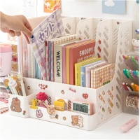 Desk Organizer File Tray Desk Book Stand Office Rack Folding Desktop Detachable