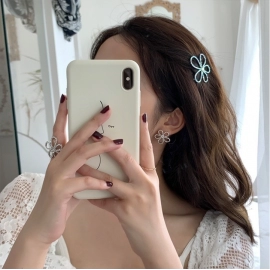 air Accessories Korean Fashion Rhinestone Simulation Pearl Silver Color 